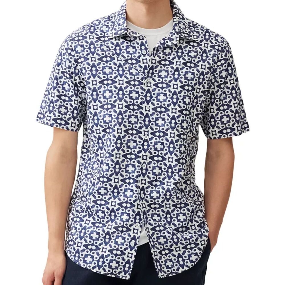 Rodd & Gunn Palliser Bay Regular Fit Short Sleeve Linen / Cotton Blend Shirt, L